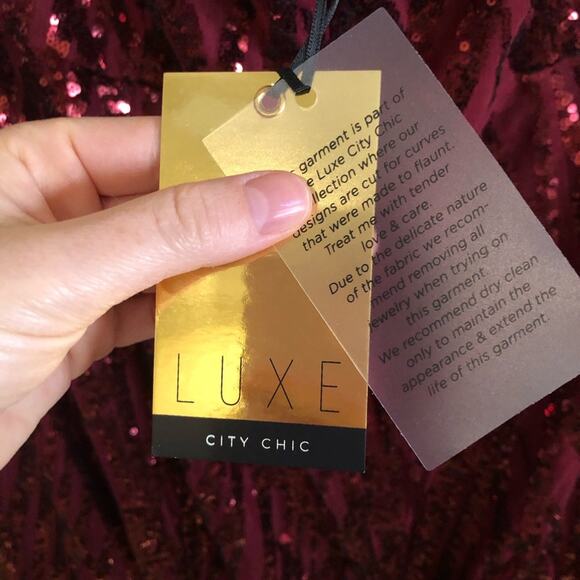 NWT City Chic Luxe Red Ruby Monroe Sequin Maxi Gown - Picture 4 of 6